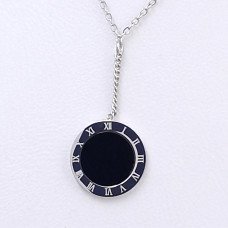 Ланцюжок з кулоном Stainless Steel із чорною емаллю. Сталь. Родій. Довжина ланцюжка: 43-49 см.