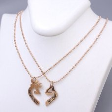 Ланцюжки Stainless Steel 40 см із сердечками половинками 2,5 см. Сталь. Позолота ЧВ.