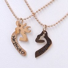 Ланцюжки Stainless Steel 40 см із сердечками половинками 2,5 см. Сталь. Позолота ЧВ.