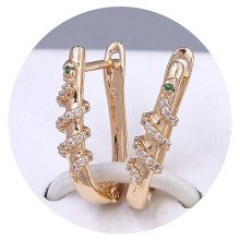 Сережки ХР. Позолота 18К. Камені: циркон. Довжина: 20 мм. Ширина: 4 мм.