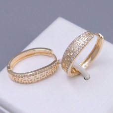 Сережки ХР. Позолота 18К. Камені: білий циркон. Довжина: 24 мм. Ширина: 6 мм.