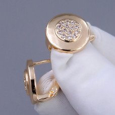 Сережки ХР. Позолота 18К. Камені: білий циркон. Длина: 17 мм. Ширина: 14 мм.