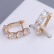 Сережки ХР. Позолота 18К. Камені: білий циркон. Довжина: 18 мм. Ширина: 5 мм.