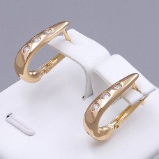 Сережки ХР. Позолота 18К. Камені: білий циркон. Довжина: 19 мм. Ширина: 4 мм.