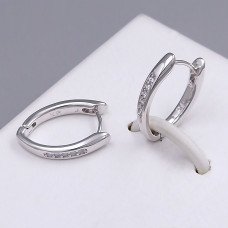 Сережки ХР. Родій. Камені: білий циркон. Довжина: 17 мм. Ширина: 2 мм