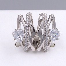Сережки ХР. Родій. Камені: білий циркон. Довжина: 18 мм. Ширина: 11 мм