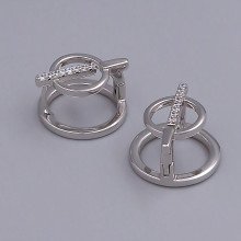 Сережки ХР. Родій. Камені: білий циркон. Довжина: 17 мм. Ширина: 16 мм