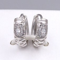 Сережки ХР. Родій. Камені: білий циркон. Довжина: 17 мм. Ширина: 6 мм