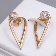 Сережки ХР. Позолота 18К. Камені: білий циркон. Довжина: 34 мм. Ширина: 13 мм.
