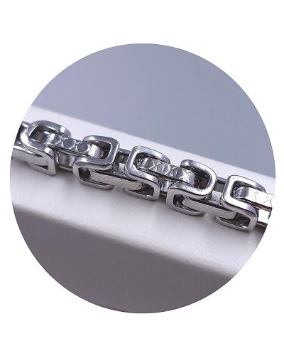 Браслет Stainless Steel. Сталь. Родій. Довжина: 21.5 см. Ширина: 7 мм.