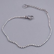 Браслет Stainless Steel. Сталь. Родій. Камені: циркон. Довжина: 17-20 см. Ширина: 2 мм.