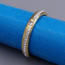 Каблучка Stainless Steel. Сталь. Позолота з лимонним відтінком. Камені: білий циркон. Є: 17р 18р 19р 20р
