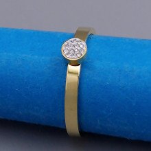 Каблучка Stainless Steel. Сталь. Позолота з лимонним відтінком. Камені: білий циркон. Є: 16р 17р 18р 19р 20р