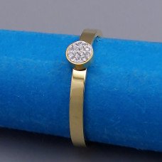 Каблучка Stainless Steel. Сталь. Позолота з лимонним відтінком. Камені: білий циркон. Є: 16р 17р 18р 19р 20р