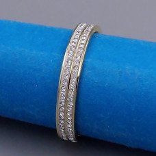 Каблучка Stainless Steel з білою емаллю. Сталь. Позолота з лимонним відтінком. Камені: білий циркон. Є: 16р 17р 19р