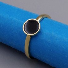 Каблучка Stainless Steel із чорною емаллю. Сталь. Позолота з лимонним відтінком. Є: 18р 19р 20р