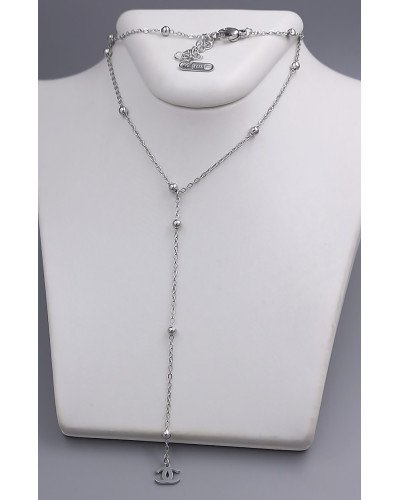 Ланцюжок з підвіскою Stainless Steel. Сталь. Родій. Довжина: 40-45 см