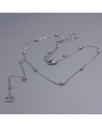 Ланцюжок з підвіскою Stainless Steel. Сталь. Родій. Довжина: 40-45 см