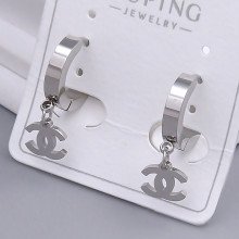 Сережки Stainless Steel. Сталь. Родій. Довжина: 22 мм. Ширина: 8 мм.