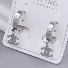 Сережки Stainless Steel. Сталь. Родій. Довжина: 22 мм. Ширина: 8 мм.