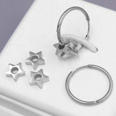Сережки Stainless Steel. Сталь. Родій. Довжина: 12 мм. Ширина: 7 мм.