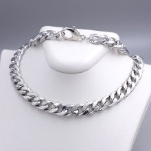 Ланцюжок Stainless Steel. Сталь. Родій. Довжина: 60 см. Ширина: 9 мм.