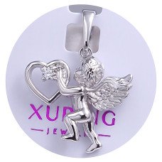 Кулон XР. Родій. Камені: білий циркон. Довжина: 24 мм. Ширина: 19 мм.