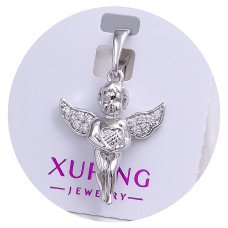 Кулон XР. Родій. Камені: білий циркон. Довжина: 26 мм. Ширина: 16 мм.