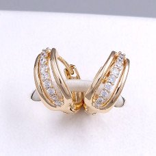 Сережки ХР. Позолота 18К. Камені: білий циркон. Діаметр: 13 мм. Ширина: 6 мм