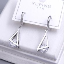 Сережки Stainless Steel. Сталь. Родій. Камені: білий циркон. Довжина: 32 мм. Ширина: 10 мм.