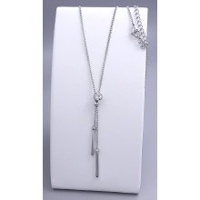 Ланцюжок Stainless Steel з кулоном. Сталь. Родій. Камені: білий циркон. Ланцюжок: 45.5-51 см