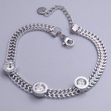 Браслет Stainless Steel. Сталь. Родій. Камені: циркон. Довжина: 18-21.5 см.