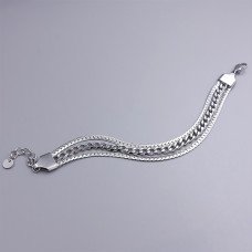 Браслет Stainless Steel. Сталь. Родій. Довжина: 18-21 см