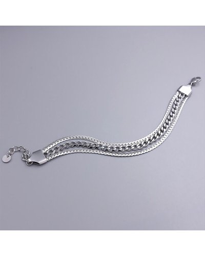 Браслет Stainless Steel. Сталь. Родій. Довжина: 18-21 см