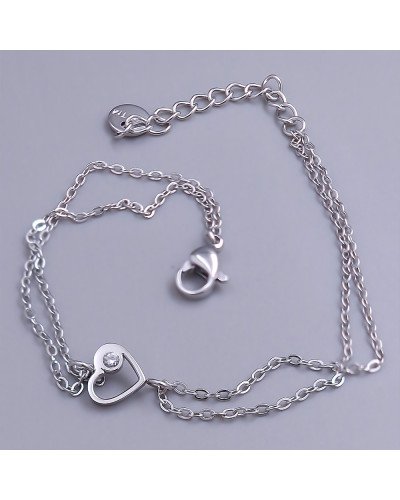 Браслет Stainless Steel. Сталь. Родій. Камені: білий циркон. Довжина: 17-20 см