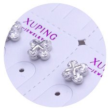 Сережки-гвоздики XР. Родій. Камені: білий циркон. Діаметр: 6 мм. 6 пар