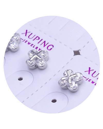 Сережки-гвоздики XР. Родій. Камені: білий циркон. Діаметр: 6 мм. 6 пар