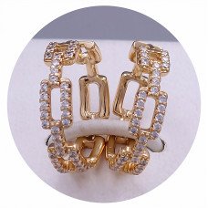 Сережки ХР. Позолота 18К. Камені: білий циркон. Діаметр: 20 мм. Ширина: 5 мм.