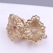 Сережки ХР. Позолота 18К. Камені: білий циркон. Довжина: 15 мм. Ширина: 13 мм.