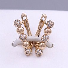 Сережки ХР. Позолота 18К. Камені: білий циркон. Довжина: 18 мм. Ширина: 4 мм.