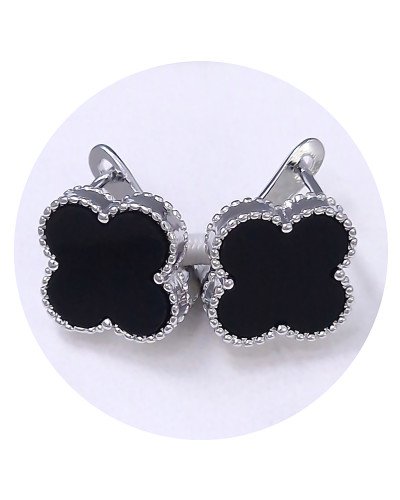 Сережки Stainless Steel  з чорною емалью. Сталь. Родій. Довжина: 15 мм. Ширина: 14 мм.