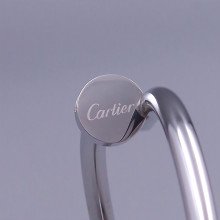 Жорсткий браслет Stainless Steel. Сталь. Родій. Камені: білий циркон. Діаметр: 68 мм