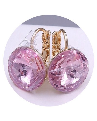 Сережки XР. Позолота 18К. Камені: Swarovski рожевого кольору. Довжина: 18 мм. Ширина: 14 мм.