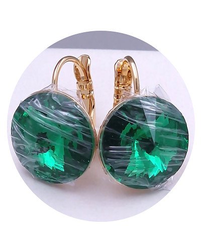 Сережки XР. Позолота 18К. Камені: Swarovski зеленого кольору. Довжина: 18 мм. Ширина: 14 мм.