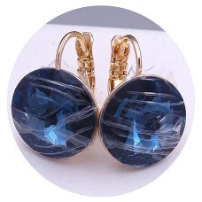 Сережки XР. Позолота 18К. Камені: Swarovski синьо-сірого кольору. Довжина: 18 мм. Ширина: 14 мм.