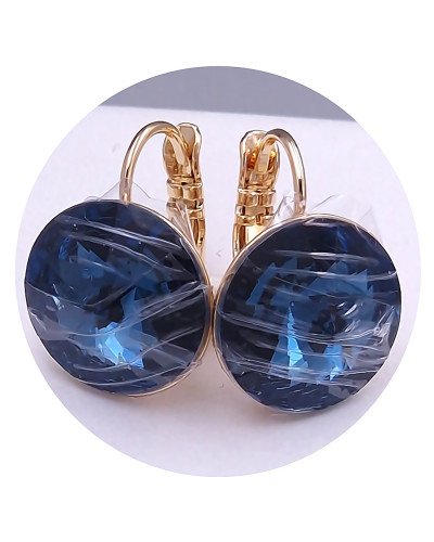 Сережки XР. Позолота 18К. Камені: Swarovski синьо-сірого кольору. Довжина: 18 мм. Ширина: 14 мм.