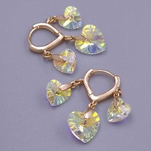 Сережки XР. Позолота 18К. Камені: Swarovski бензинового кольору. Довжина: 23 мм.