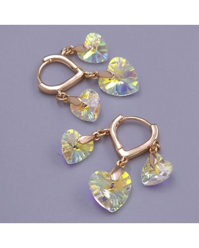Сережки XР. Позолота 18К. Камені: Swarovski бензинового кольору. Довжина: 23 мм.