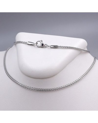 Ланцюжок Stainless Steel. Сталь. Родій. Довжина: 55 см. Ширина: 2 мм
