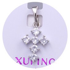 Хрестик XР. Родій. Камені: білий циркон. Довжина: 21 мм. Ширина: 10 мм.